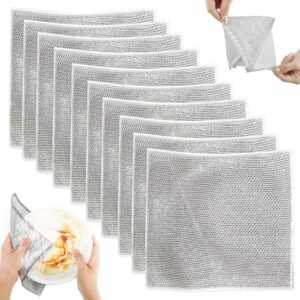 Double Layer Steel Wire Dish Cloth – Heavy Duty Scrubber Pads for Utensil Cleaning (Pack of 10)
