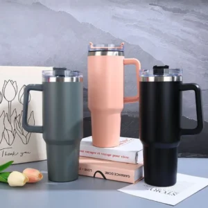 Stainless Steel Tumbler with Lid & Straw – Double Wall Insulated Travel Cup for Hot & Cold Beverages (Reusable, Eco-Friendly)